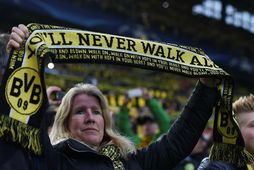 Stuðningsmenn Dortmund á leiknum í dag.