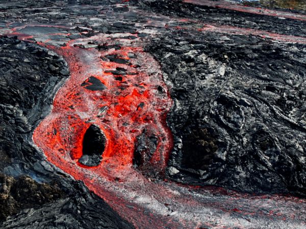 Lava was spreading fast yesterday.