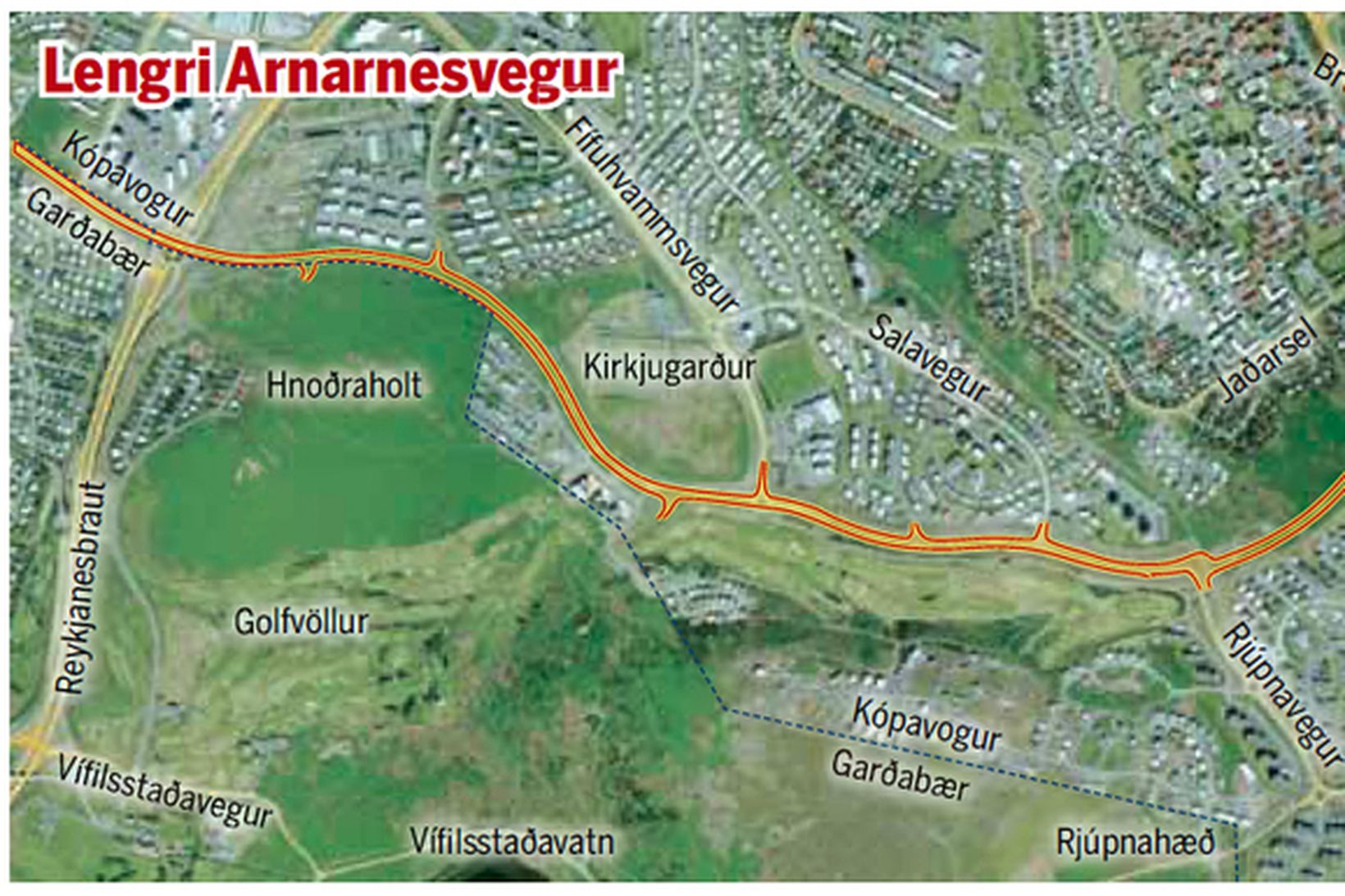Nýja leiðin úr Garðabæ í Breiðholt.
