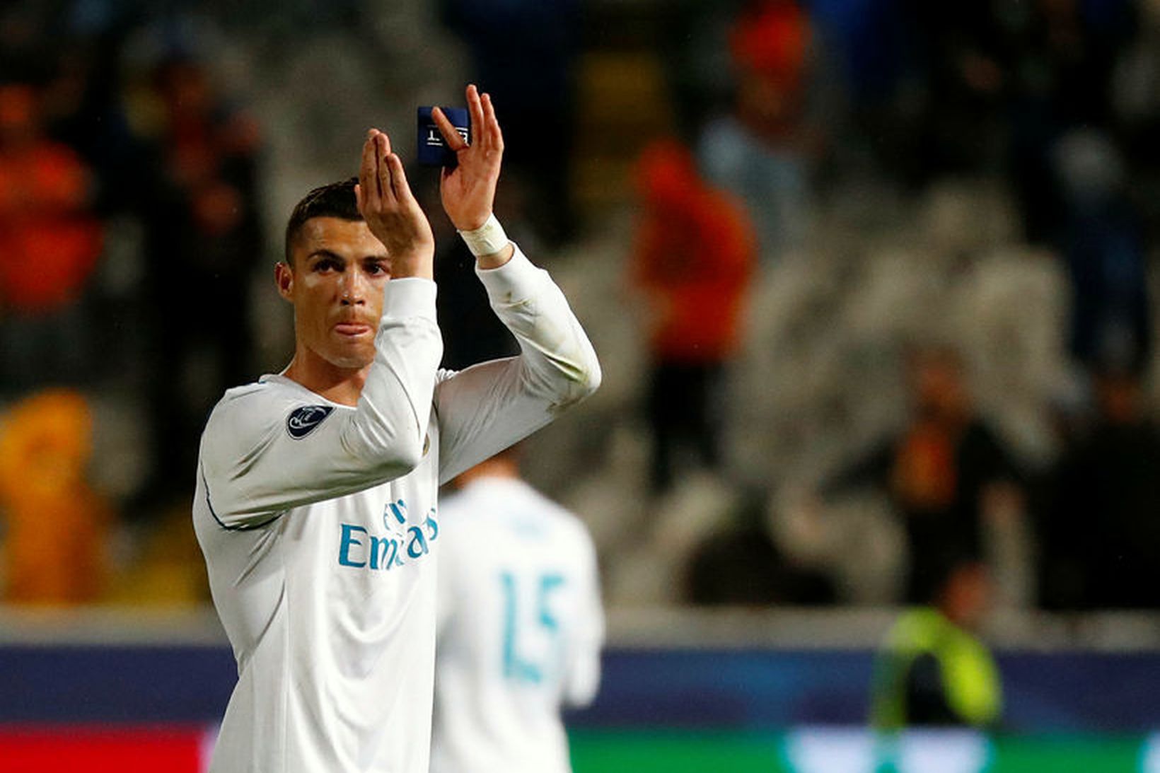 Cristiano Ronaldo fagnar eftir sigurinn í gærkvöldi.