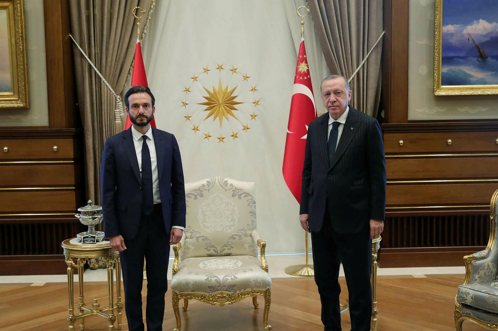 Róbert Spanó, forseti Mannréttindadómstóls Evrópu, og Recep Erdogan, forseti Tyrklands.