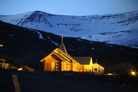 The church stands out as it's unlike most churches in Iceland.