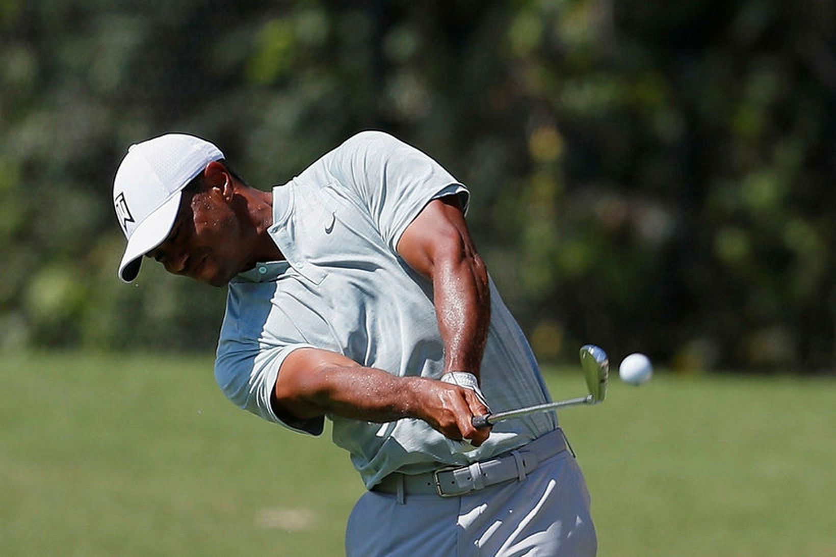 Tiger Woods á hringnum í kvöld.