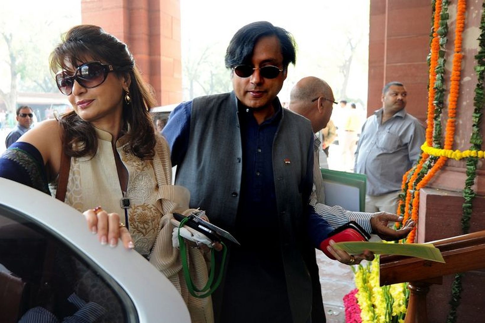 Shashi Tharoor og Sunanda Pushkar.