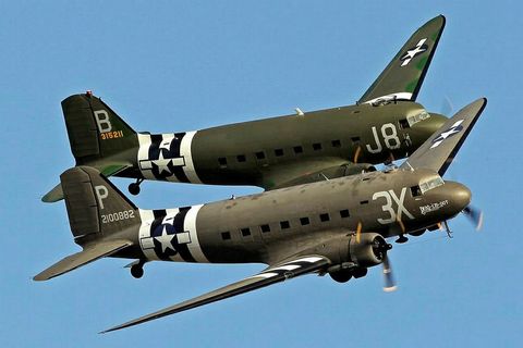 Fifteen DC-3/C-47 aircraft, like the ones in the picture, will be arriving in Reykjavík next week.