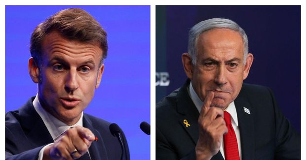 Macron og Netanjahú.