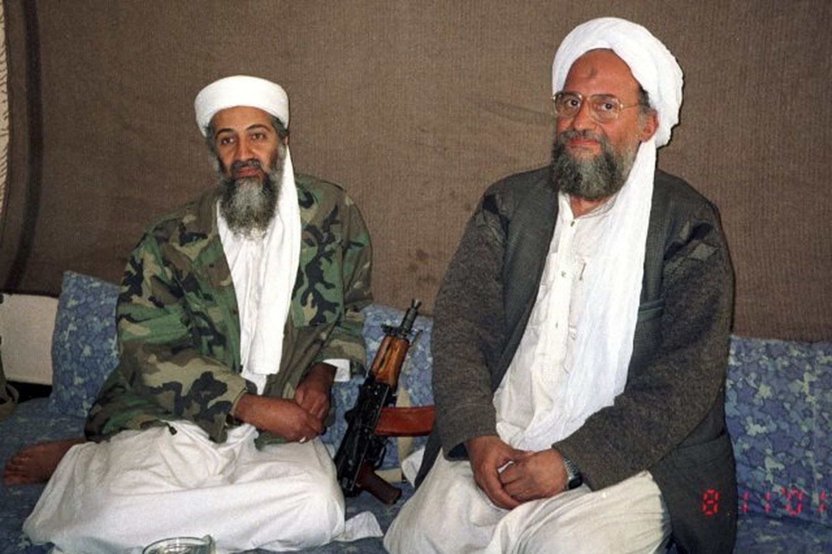 Osama bin Laden og Ayman al-Zawahri sem sagður er hafa …
