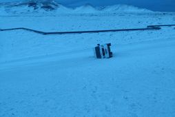 The bus rolled onto its side at the bottom of the Hveradalar hill.