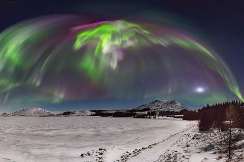 An aurora corona captured on film at Þingvellir national park on Saturday.