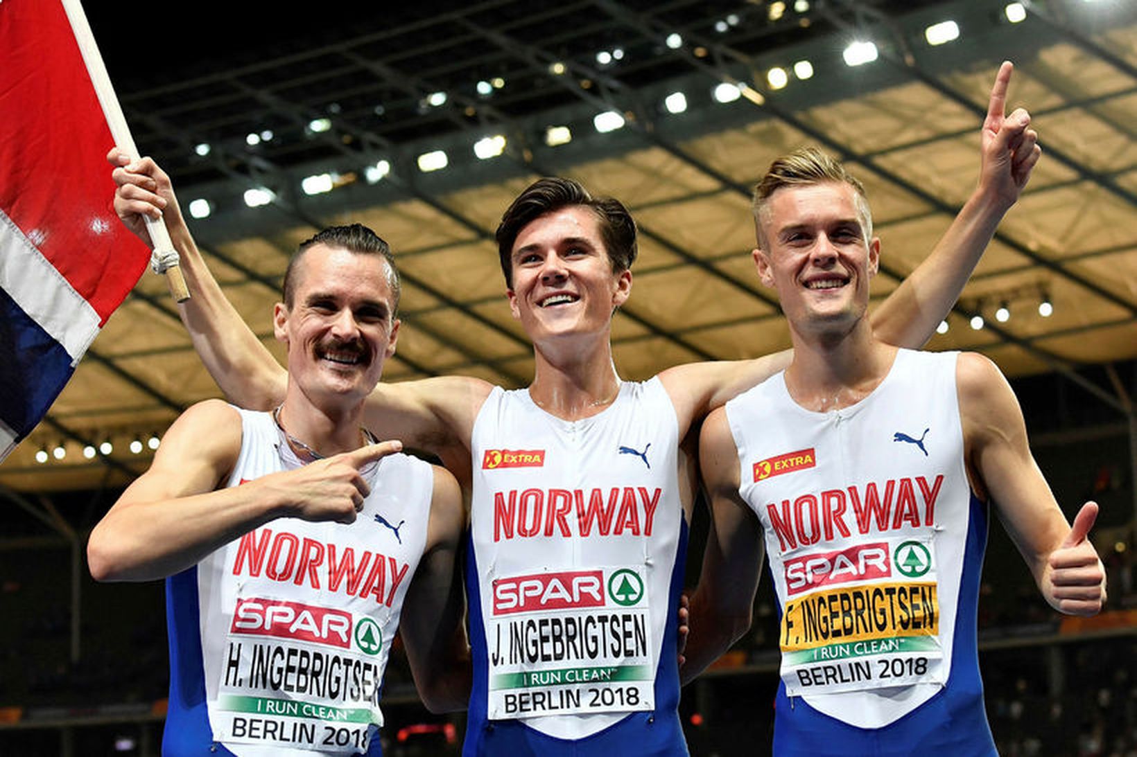 Norsku bræðurnir Henrik Ingebrigtsen, Jakob Ingebrigtsen og Filip Ingebrigtsen.