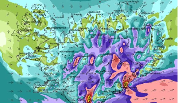 Búist við hviðum allt að 40 til 50 m/s