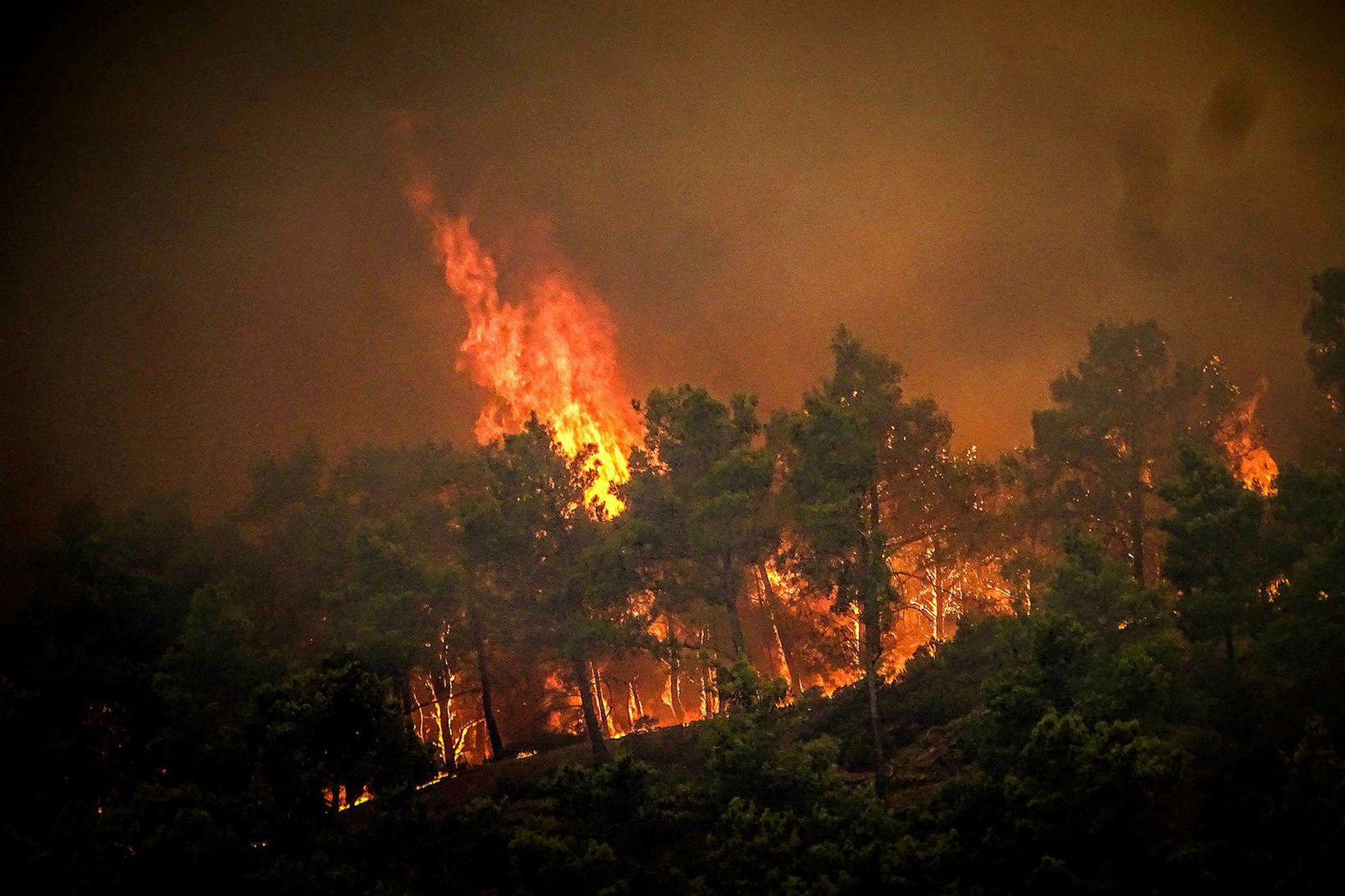 Umfangsmiklir gróðureldar loga á eyjunni Ródos.