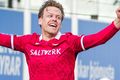 Skoraði Birkir Heimisson fagnar markinu gegn Eyjamönnum.