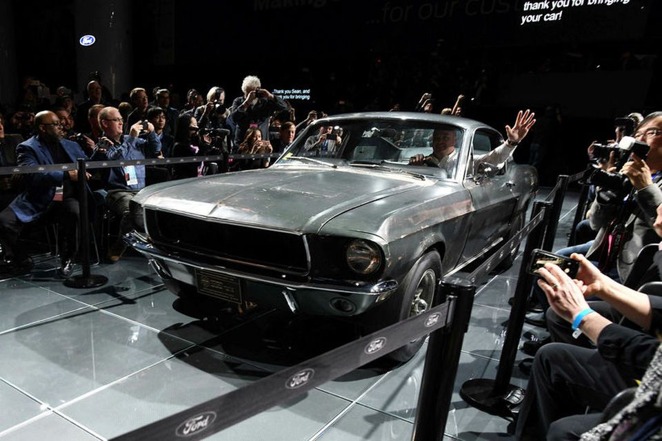 Upprunalegi Ford Mustang Bullitt bíllinn sem Steve McQueen ók í spennumyndinni Bullett árið 1968. Hér …