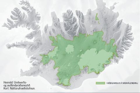 The suggested area of the central highlands park is shown in green.
.