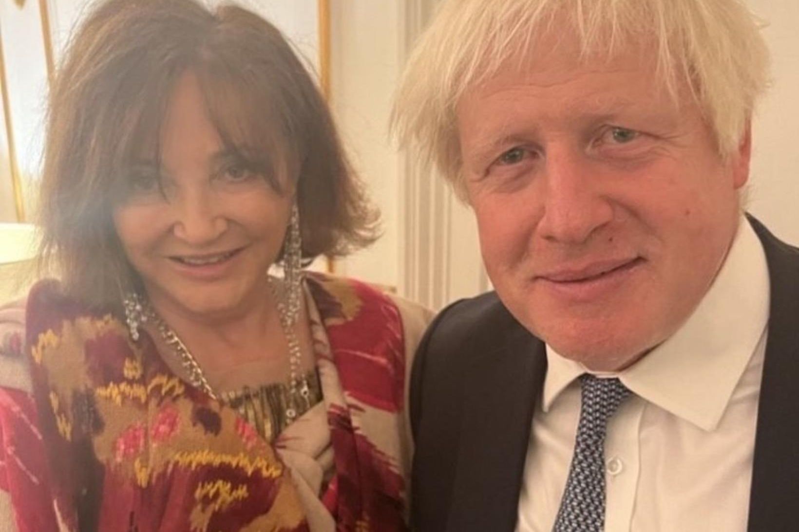 Dorrit Moussaieff, fyrrverandi forsetafrú Íslands, og Boris Johnson, fyrrverandi forsætisráðherra …