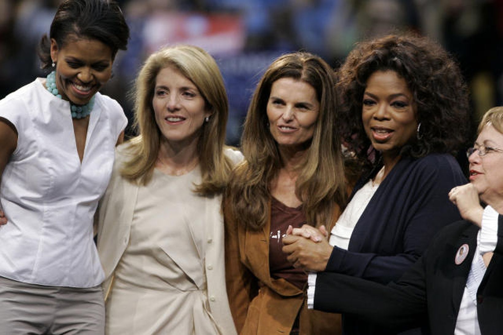 Caroline Kennedy Schlossberg og Maria Shriver, með Michelle Obama, eiginkonu …