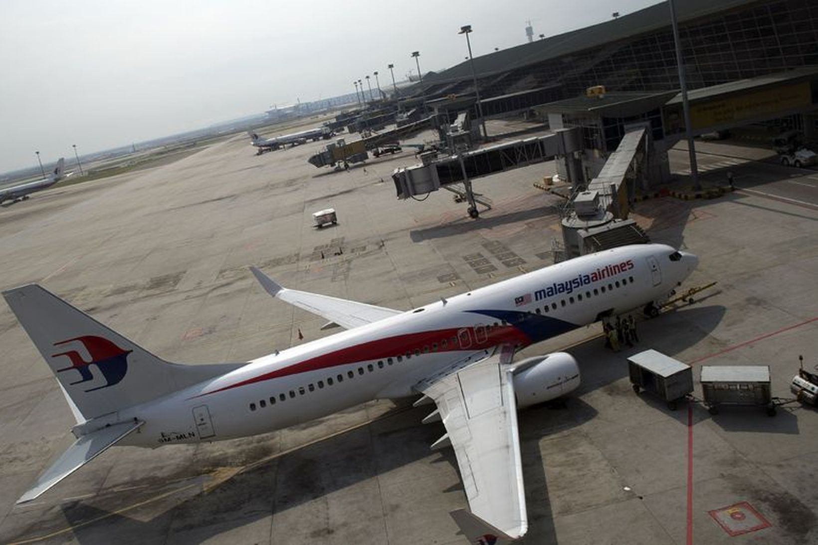 Flugvél frá Malasyan Airlines á flugvellinum í Kuala Lumpur árið …