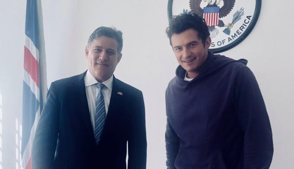 Orlando Bloom kíkti á sendiherra Bandaríkjanna í Íslandsheimsókninni