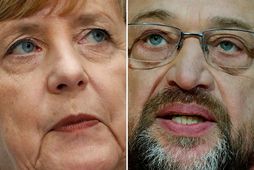 Angela Merkel kanslari Þýskalands og Martin Schulz leiðtogi SPD eiga nú í könnunarviðræðum um mögulegt …