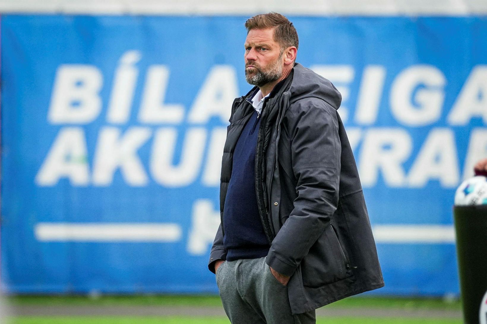Jón Þór Hauksson á Víkingsvellinum í kvöld.