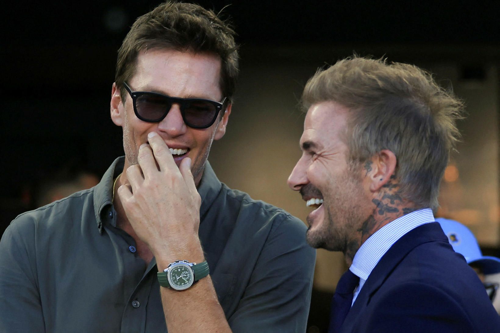 David Beckham, til hægri, ásamt Tom Brady.