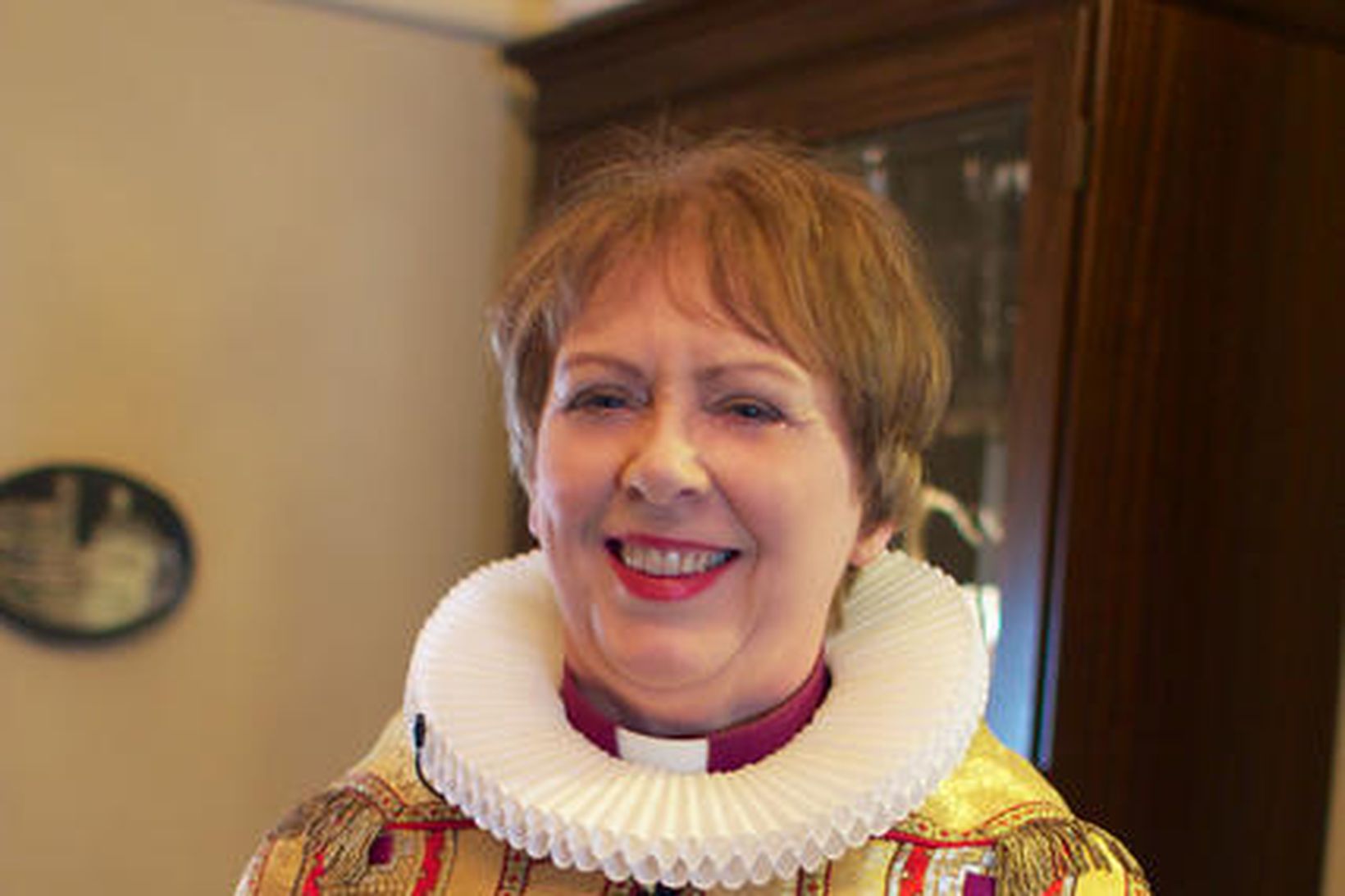 Agnes M. Sigurðardóttir, biskup Íslands, í Dómkirkjunni í morgun.