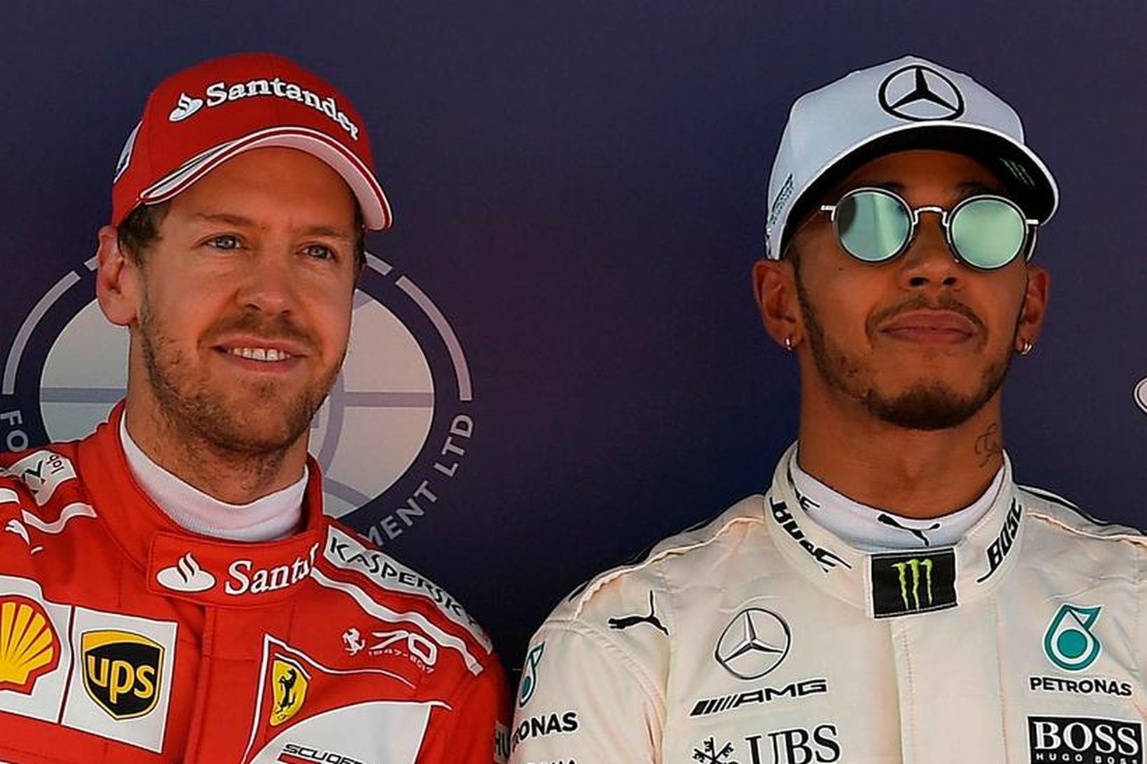 Sebastian Vettel (t.v.) og Lewis Hamilton.