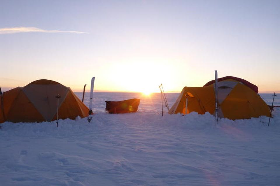 Tjaldbúðir hópsins á jöklinum