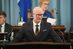 Stefán Vagn Stef­áns­son, þingmaður Fram­sókn­ar­flokks­ins í ræðustól Alþingis í dag.