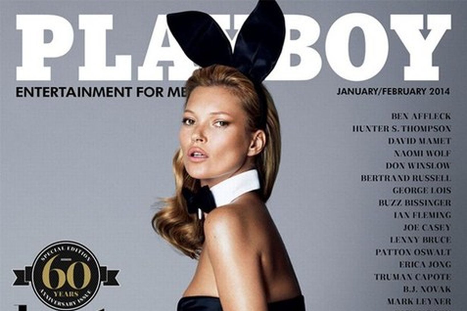 Fyrirsætan Kate Moss var á forsíðu 60 ára afmælisútgáfu Playboy …