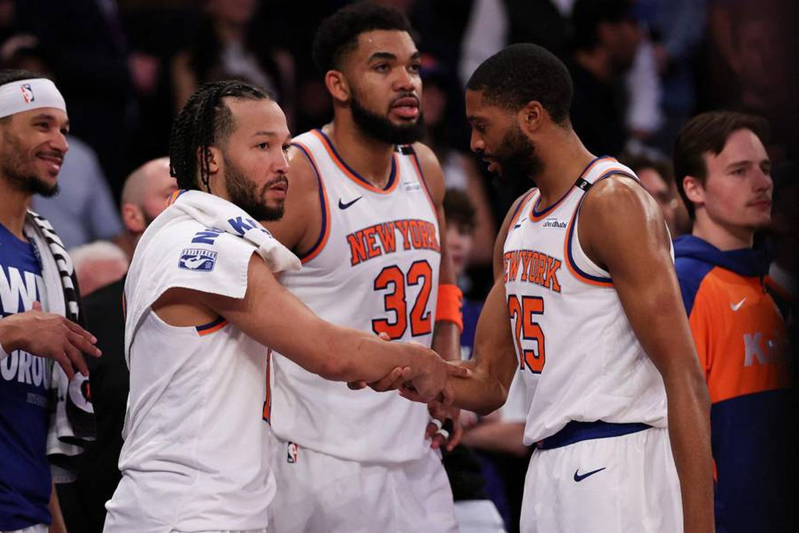 Jalen Brunson, Karl-Anthony Towns og Mikal Bridges eru komnir í …