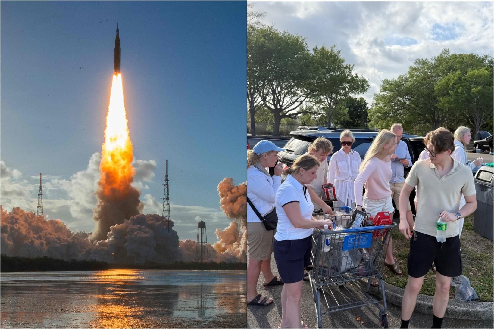 Fylgdust með flugtakinu frá Walmart-bílastæði