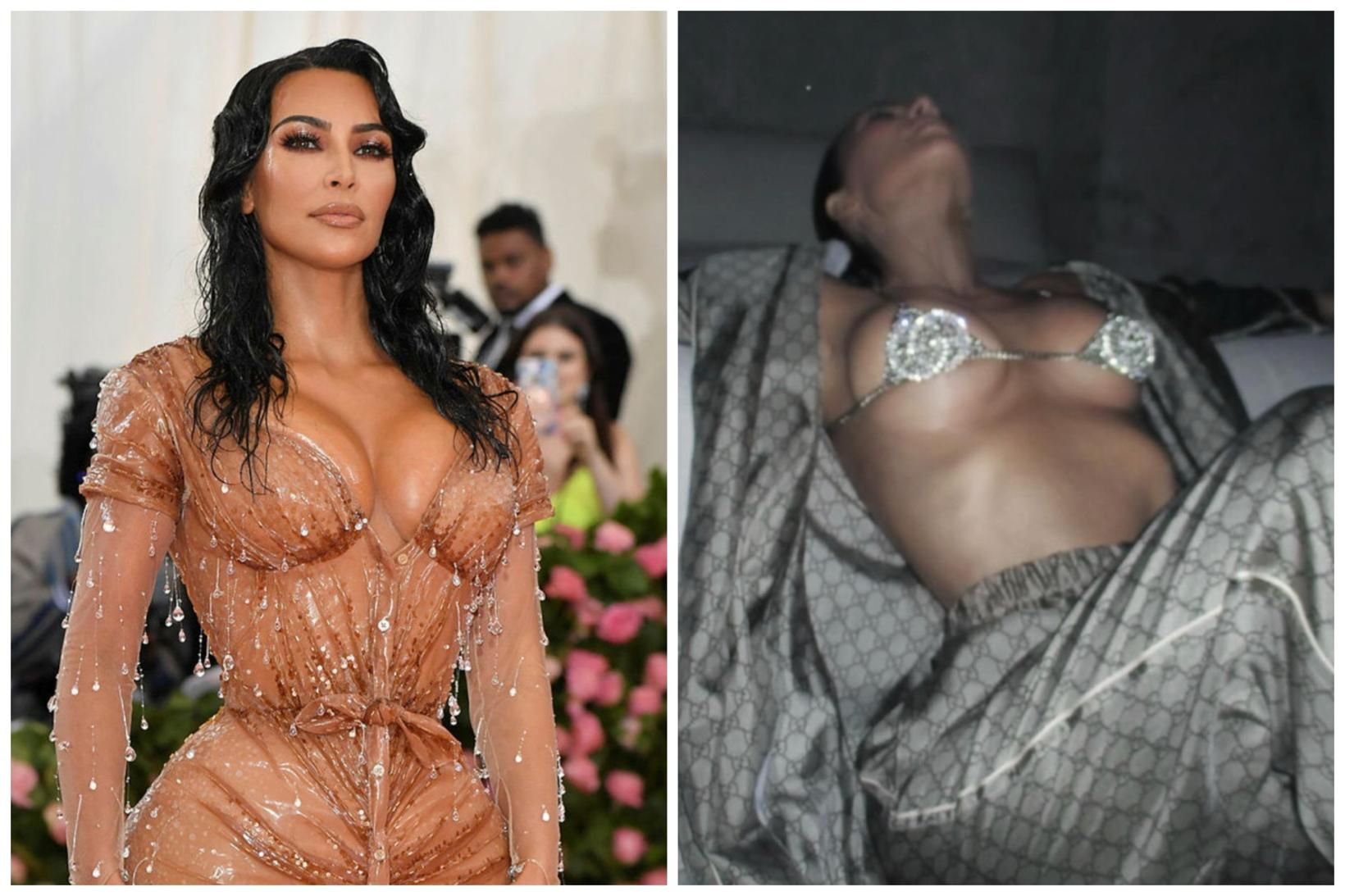 Kim Kardashian klæddist Gucci-fatnaði að andvirði rúmlega 3,2 milljón króna.