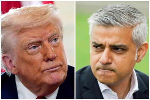 Donald Trump forseti Bandaríkjanna og Sadiq Khan borgarstjóri Lundúna.