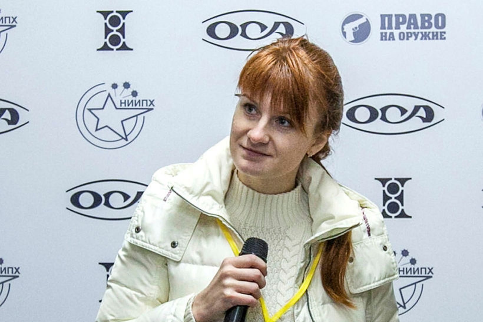 Maria Butina ræðir hér við fjölmiðla í Moskvu árið 2013.