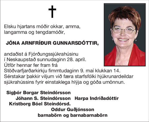 Jóna Arnfríður Gunnarsdóttir,