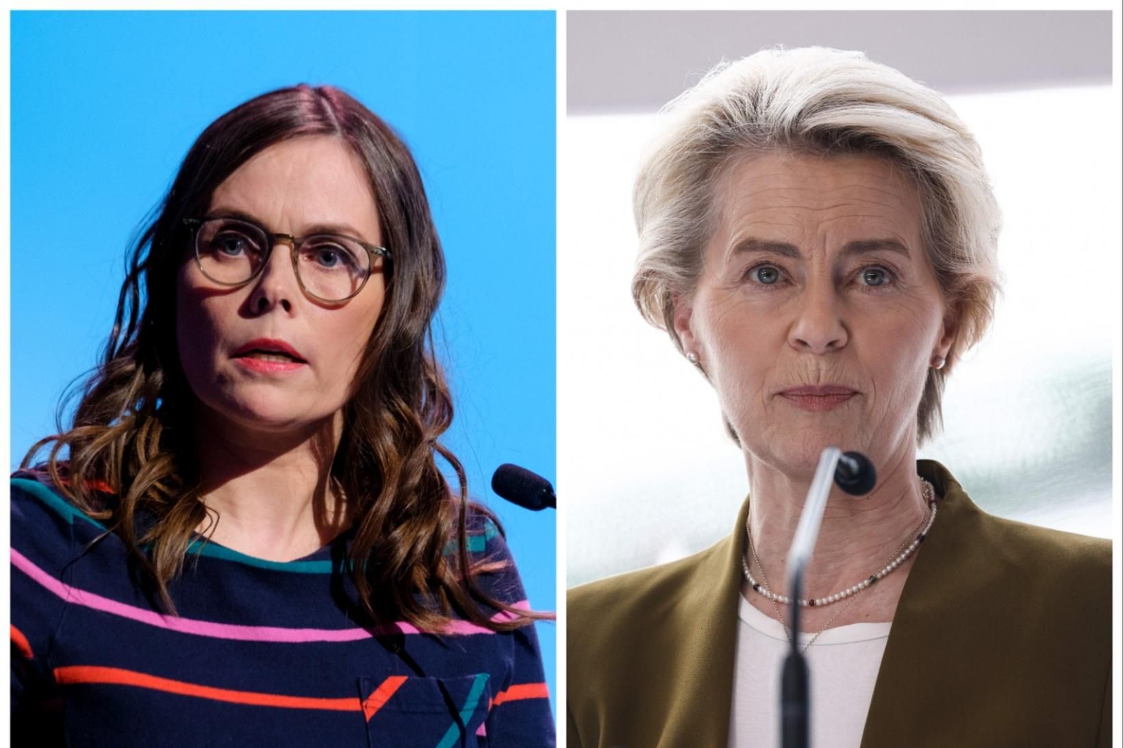 Katrín Jakobsdóttir forsætisráðherra og Ursula von der Leyen, forseta framkvæmdastjórnar …