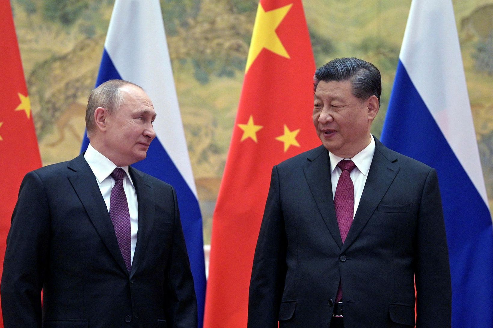 Vladimír Pútín forseti Rússlands og Xi Jinping forseti Kína.