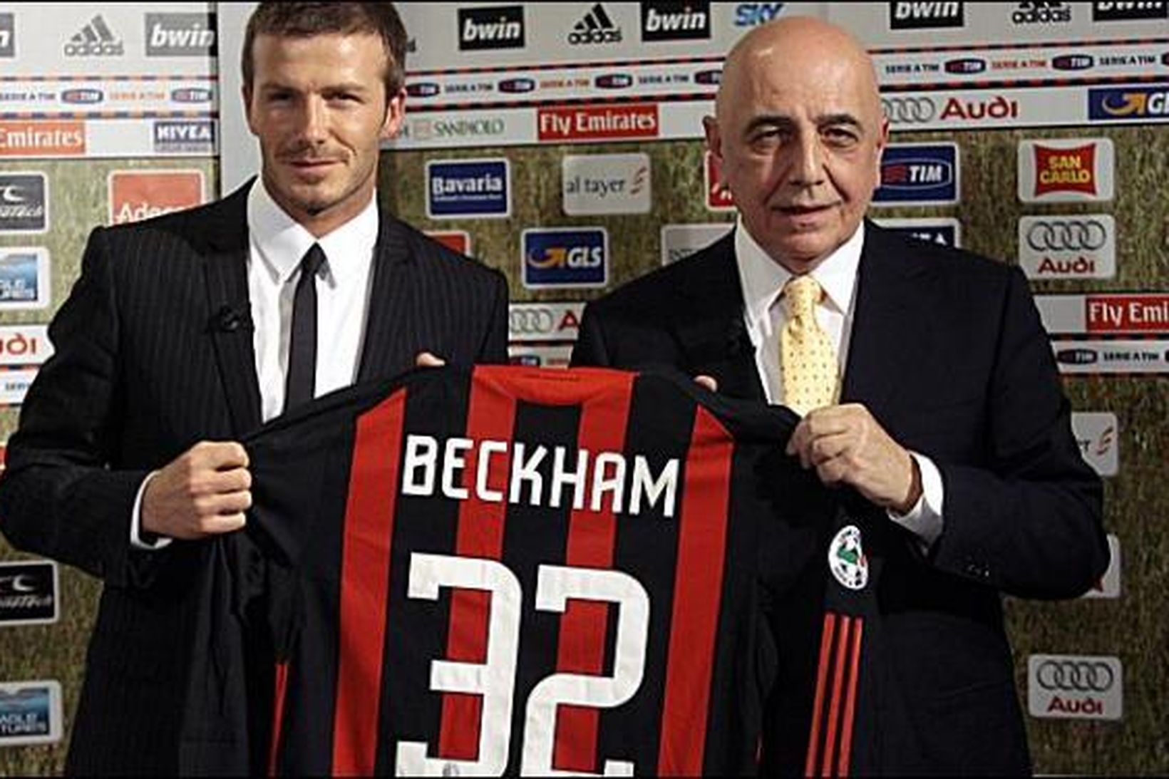 David Beckham og Galliani varaforseti AC Milan.