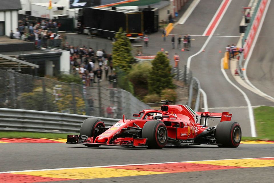Sebastian Vettel leiddi hvern einasta hring kappakstursins í Spa-Francorchamps.