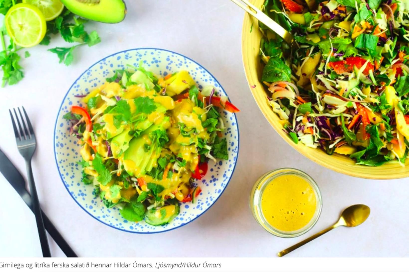 Salat vikunnar litríkt salat með appelsínu- og engiferdressingu