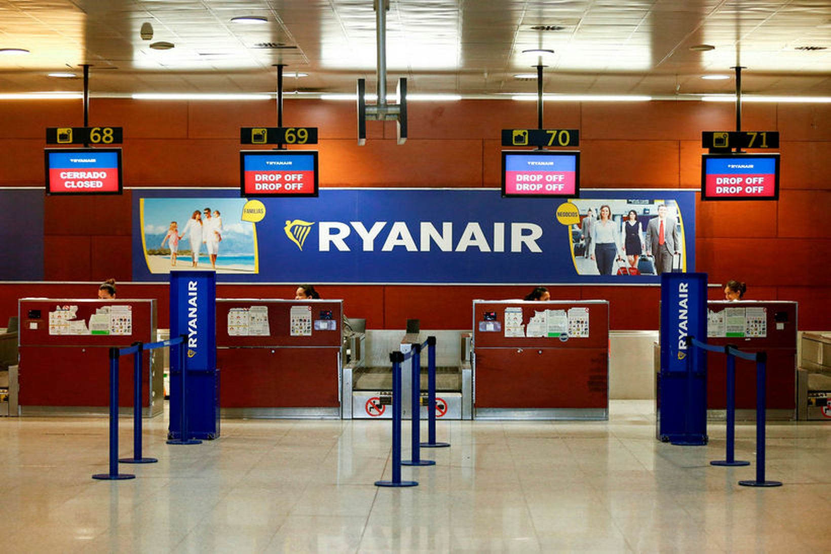 Ryanair á flugvellinum í Barcelona í morgun.