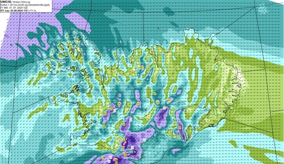 Útlit fyrir austankalda eða strekking í Eyjum