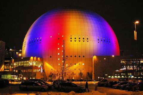 The Ericsson Globe arena in Stockholm, venue of the 2016 Eurovision Song Contest.