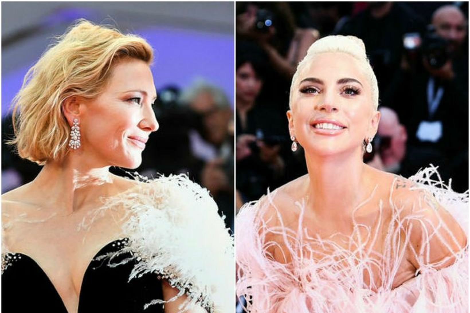 Cate Blanchett og Lady Gaga voru í stíl í Feneyjum.
