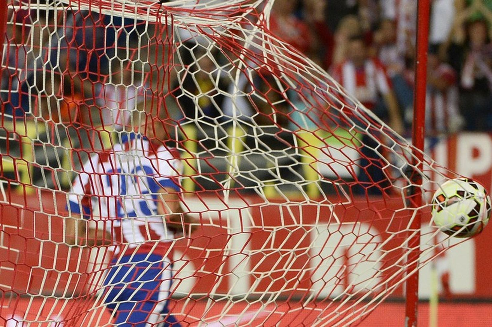 Joao Miranda fagnar marki sínu fyrir Atlético Madríd gegn Celta …