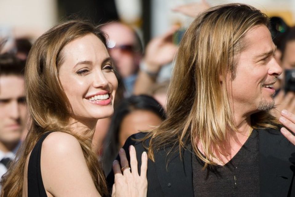 Angelina Jolie og Brad Pitt á frumsýningunni í London.