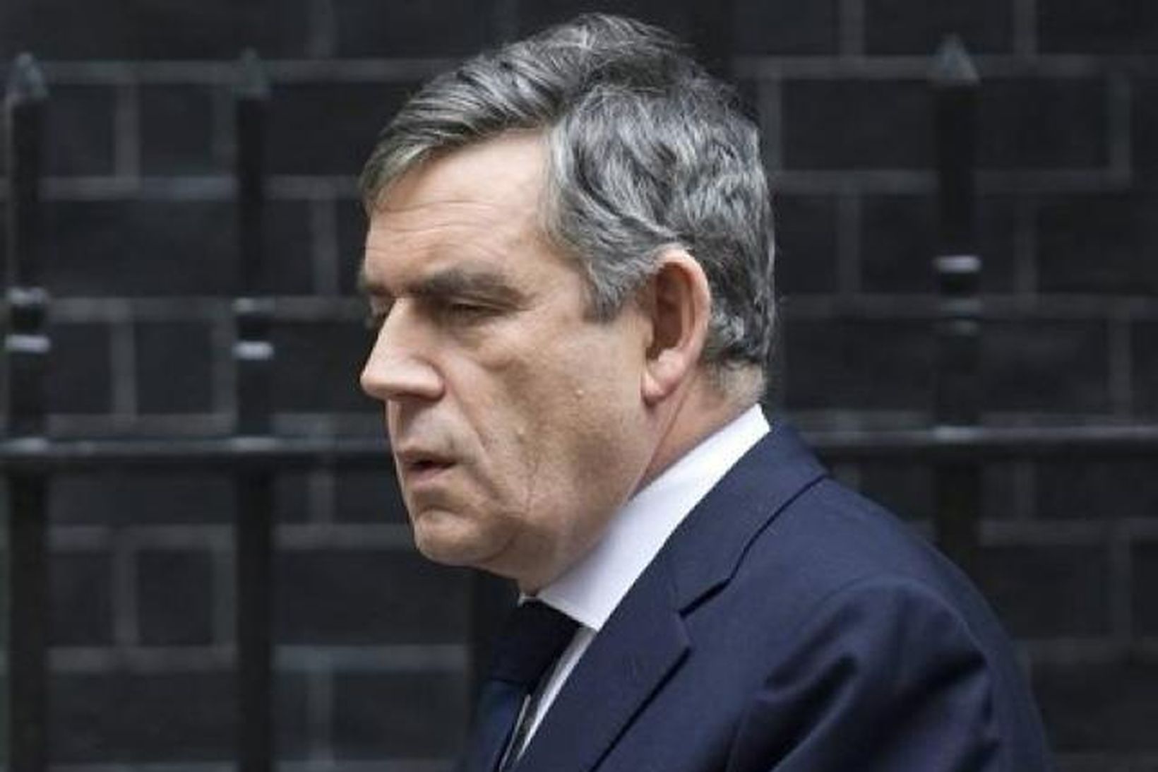 Gordon Brown, fyrir utan Downingstræti 10.