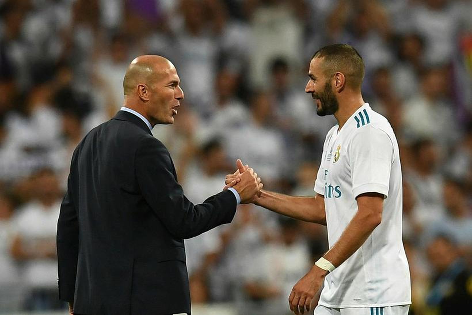 Zinedine Zidane og Karim Benzema verða báðir hjá Real Madrid …
